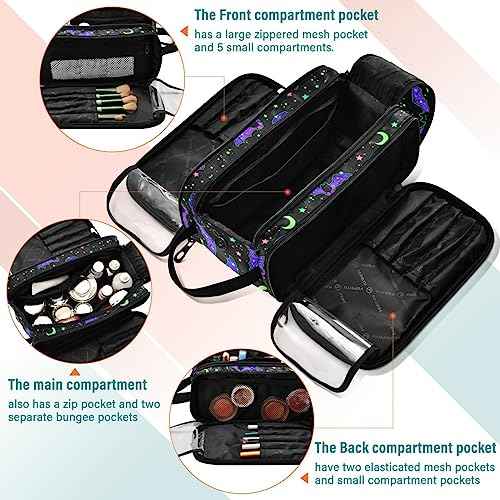 MNSRUU Magic Galaxy Bat Makeup Bag - Large Capacity Cosmetic Organizer, Portable Toiletry Bag for Travel Size