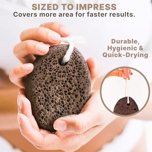 Pumice Stone for Feet - Natural Lava Stone Foot Exfoliator, Callus Remove for Feet, Hands & Dead Skin, Foot Scrubber for Pedicure & Cracked Heels, Strong & Durable Design for Smooth & Soft Feets