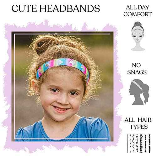 FROG SAC 6 Unicorn Headbands for Girls, Adjustable No Slip Glitter Hair Bands for Kids, Cute Little Girl Sports Head Bands, Sparkly Soccer Gymnastics Headband, Sparkle Hair Accessories