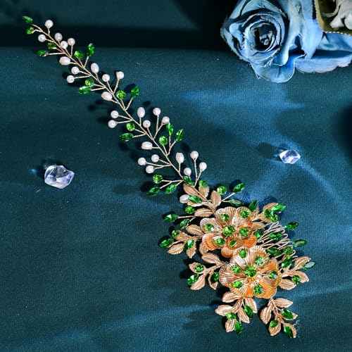 Bridal Headwear with Hair Comb - Wedding Headband for Brides(Green)