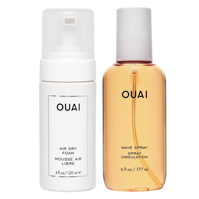 OUAI Wavy Hair Bundle | Air Dry Foam & Wave Spray for Beach Waves - Adds Texture, Volume & Shine (2 Count, 4 Oz/6 Oz)