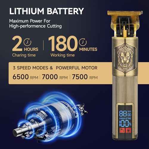 Hair Clippers for Men Professional Zero Gapped Hair Trimmer for Barber T Blade Liners Edgers Groomming Hair Clippers Cordless Rechargeable Shaver Hair Cutting Kit Beard Trimmer Gifts for Men