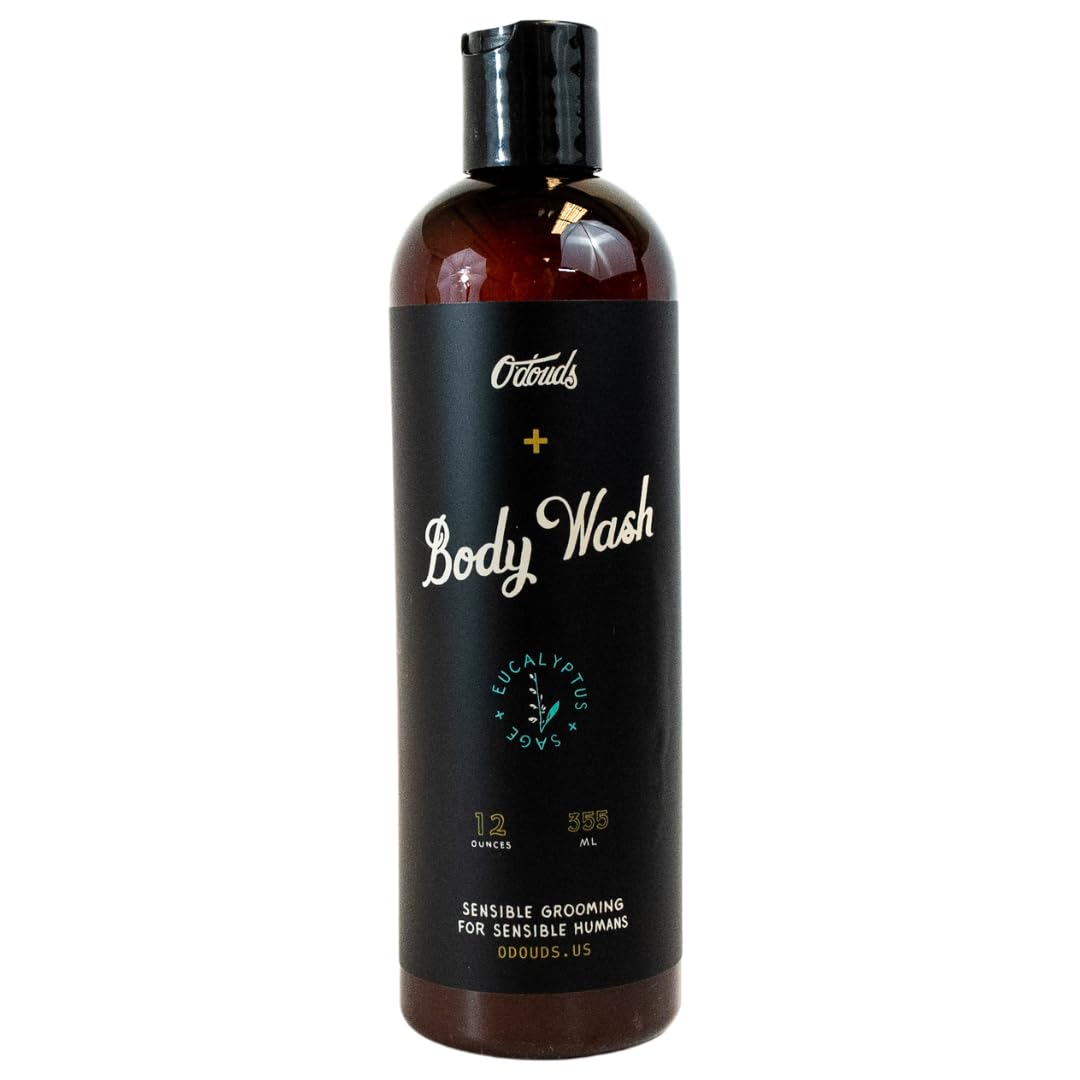 O'Douds Body Wash - All Natural Body Wash for Men & Women - Plant-Based, Vegan Body Wash - Jojoba Oil, Aloe Vera, Coco Betaine & Vegetable Glycerin - Eucalyptus & Sage Scent (12 oz.)