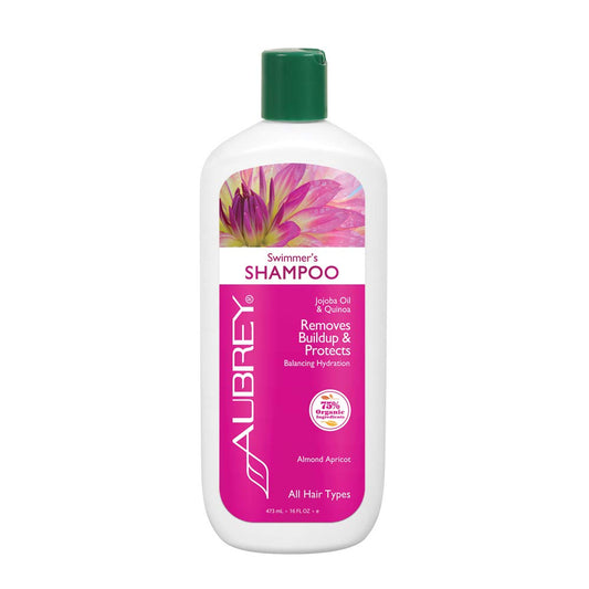 Aubrey Swimmers Shampoo | Removes Chlorine & Buildup, Protects | Jojoba Oil & Quinoa Protein | All Hair Types | 75% Organic Ingredients | 16oz