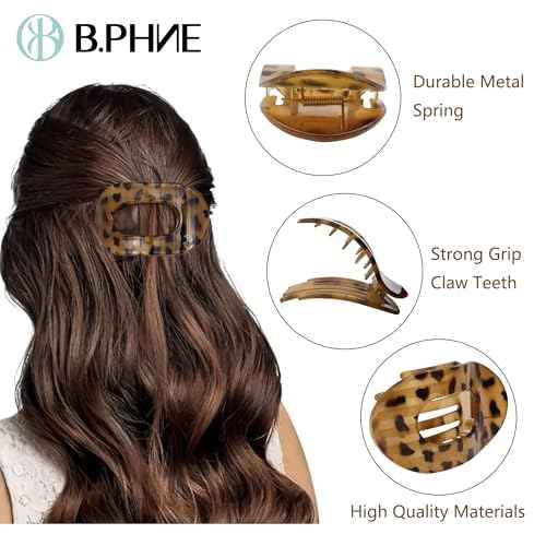 Flat Hair Claw Clips for Women,Matte Medium Hair Clips for Thick & Thin Hair- Comfortable Everyday Use for Office, Yoga, Party & Casual Styling (5PCS)