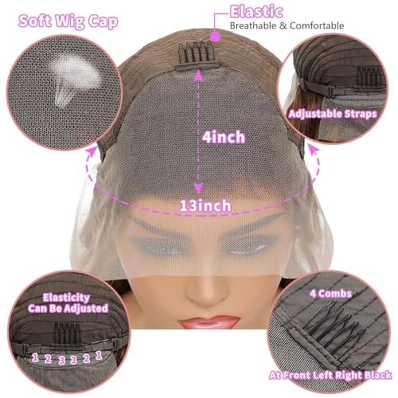 Honey Blonde Ombre Lace Front Wig Human Hair 13x4 HD Lace Front Wig 4/27 Highlight Ombre Body Wave Lace Frontal Glueless Wigs Pre Plucked with Baby Hair 28 Inch