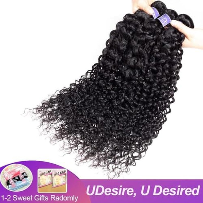 Curly Bundles Human Hair 3 Bundles Curly Human Hair Bundles 100% Unprocessed Virgin 12A Curly Bundles Double Weft Natural Black (20 22 24inch)