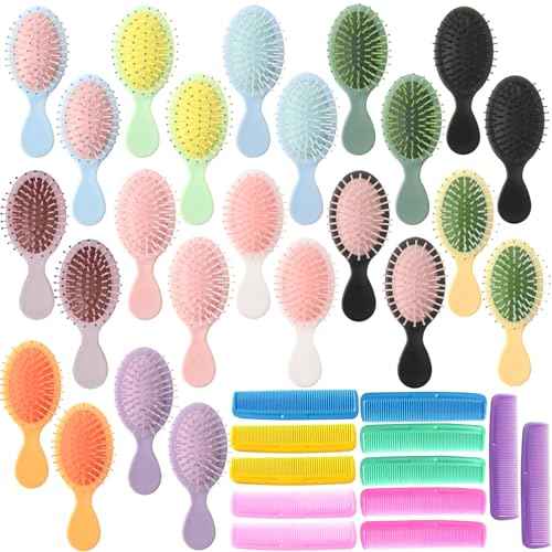 36 Pack Mini Hair Brush 18 Colors Mini Detangling Brushes for Wet & Dry Hair, Compact Travel Hair brush for Girls, Women, Perfect for Bridesmaid Gifts, Party Favors