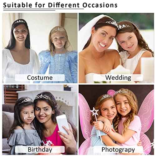 CURASA 4 Pack Princess Crown for Girls Silver Crystal Tiara for Kids Crown for Girls Rhinestone Headband Birthday Crowns for Women Hair Jewelry for Birthday Wedding, Prom, Pageant