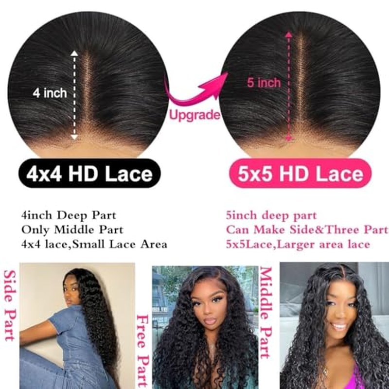 Glueless Wigs Human Hair Pre Plucked Pre Cut Wear and Go Deep Wave Lace Front Wigs Human Hair for Beginners Upgraded No Glue 5x5 Hd Lace Closure Wigs for Black Women 26 Inch