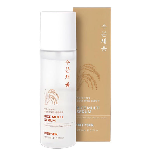 PRETTYSKIN Hydrating Rice Facial Serum with Rice Bran Water & Niacinamide – 4-in-1 Toner, Emulsion, Serum & Cream | Nourishing Daily Korean Skincare for Sensitive and Dry Skin 5.07 fl oz (Rice)