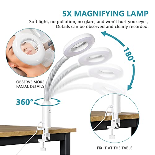 Nova Microdermabrasion Professional 2 in 1 Facial Steamer for Face Deep Cleaning Ozone Face Steamer with 5X Magnifying Lamp Hot Mist Function for Salon Spa Home Beauty Equipment