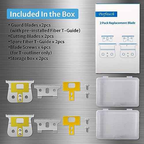 2 Pack T-Blades Compatible with Andis T-Outliner G, GO, GTO, GTX, Headliner LS2, LS3 Replacement