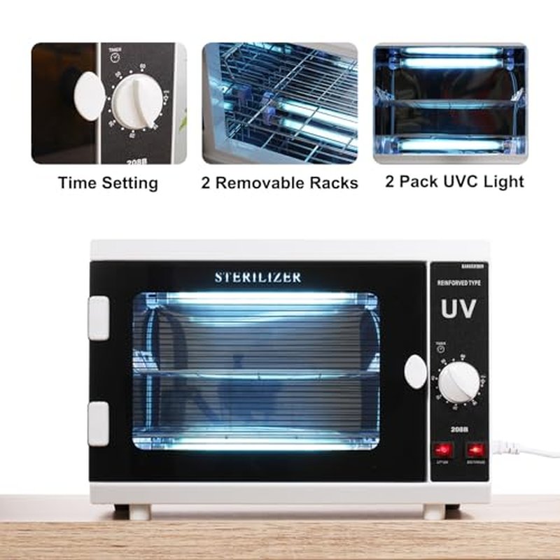 [?? ?????????????????????? ????????????] 12L Extra-Large Box UV Light Nail Tool Cleaning Machine, Dual UVC Lamps System Cabinet with Timer Setting for Salon, Spa, Beauty and Barber