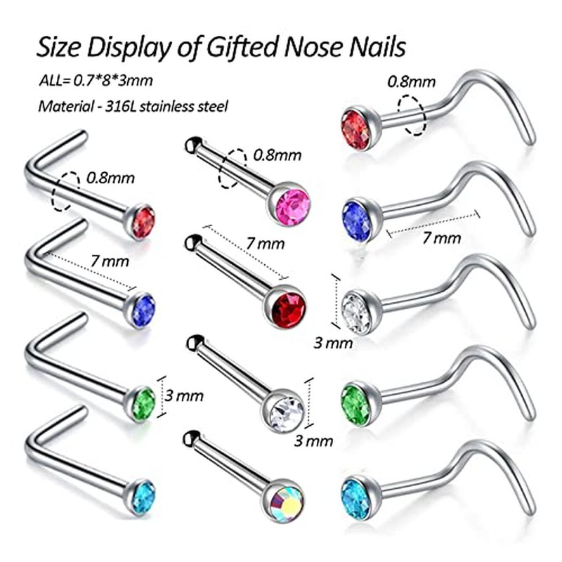 2 Pack Self Use Nose Piercing Gun Safe Nose Piercing Kit Tool Painless and Allergy Free Nose Piercer with Hypoallergenic Nose Studs
