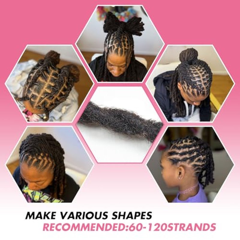 Loc Extensions Human Hair,20 Inch 0.6cm Pencle Size Dreadlock Extensions Human Hair for Women Men Full Handmade Permanent Dreads Locs(Natural Black 40 Strands)