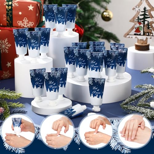 50 Pcs 1 Oz/ 30 ml Christmas Snowflakes Hand Cream Gifts Bulk Travel Size Winter Thank You Hand Cream Body Lotion Gifts for Women Teacher Nurse Souvenir Xmas Party Supplies