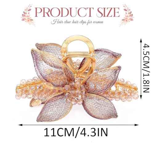 CAKURE Flower Claw Clip Sparkly Hair Claw Clip Fancy Hair Accessoreis for Women