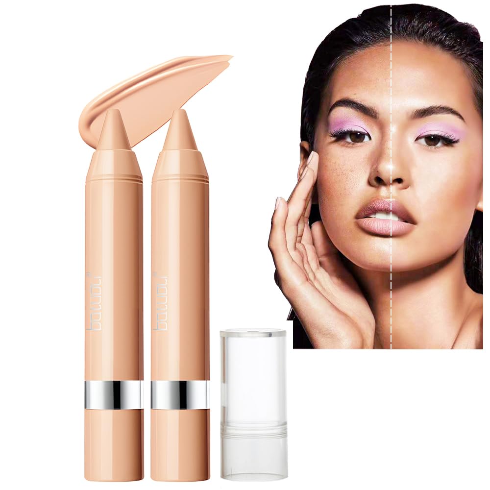 2pcs Neutral Concealer Crayon, Brightening Creamy Sustainable Under Eye Circles Concealer stick Beauty Makeup (Neutral, 2pcs)