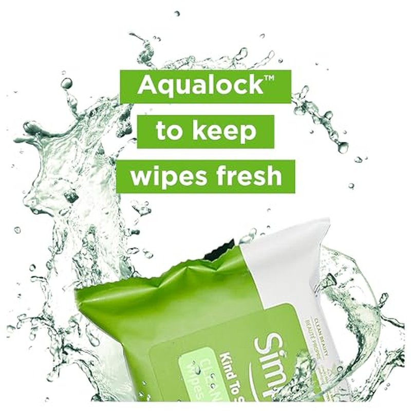 Simple Kind to Skin Facial Wipes Gentle and Effective Makeup Remover Cleansing Free from color and dye artificial perfume and harsh chemicals, 25 Count (Pack of 2)