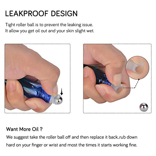 PrettyCare 60 Pack, 10 ml Essential Oil Roller Bottles with Stainless Steel Roller Ball - Bulk Refillable Leak-proof Empty Thick Rainbow Glass Roll on Bottles with Metal Caps for Travel, Perfume