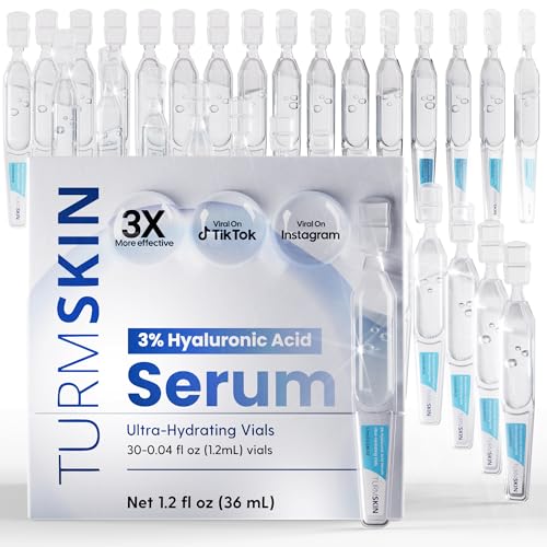 TURMSKIN¢ç Hyaluronic Acid Serum Ampoules [ULTRA HYDRATING VIALS] - 3% Hyaluron Booster for Glass Skin & Anti Aging - 24 Hours Hydration - Soft PE Triple Hyaluronic Complex for Faceskin Repair & Renew