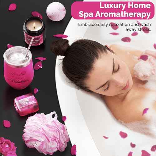 Birthday Gifts for Women, Happy Birthday Gift Box for Mom Her Girlfriend Sister Wife Grandma Bestie Bff, Pink Self Care Gifts Unique Get Well Gifts Relaxing Spa Gift Basket Set, Mothers Day