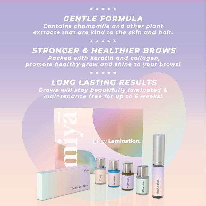 MIYA LASH Brow Lamination Kit | Professional Eyebrow Lamination with Keratin | DIY Brow Lift Kit | Fuller, Thicker Brows for 6 weeks | Includes Easy to Use Instruction, Treatment Tools & Brushes