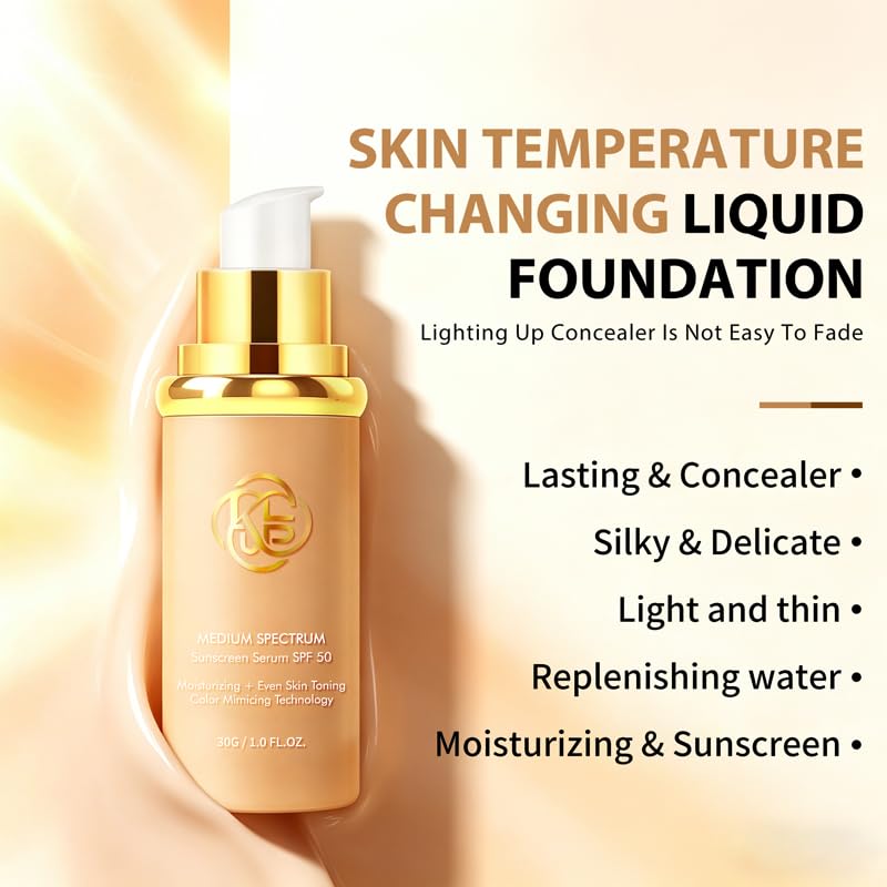 Color Changing Foundation - 4 in 1 SPF 50+ | Lightweight & Long Lasting, Medium Spectrum