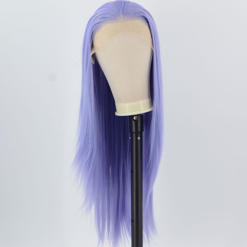 ZHYWIGS Blue Purple Synthetic Wig Long Straight Lace Front Wig for Women (Blue Purple)