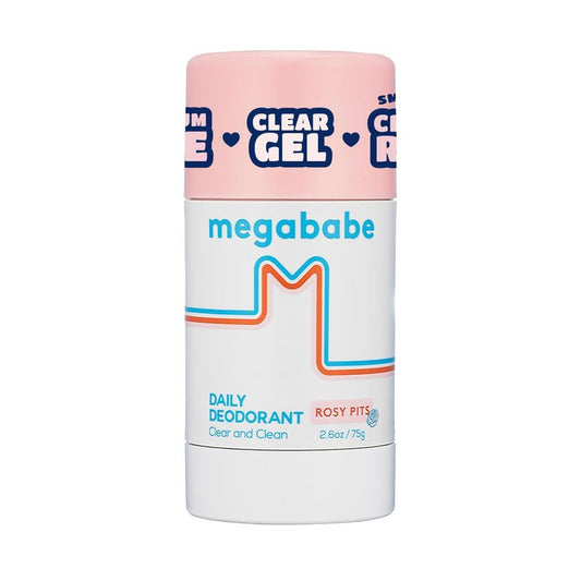 Megababe Daily Deodorant Rosy Pits | Summer and Hot Weather Essential | Aluminum-Free, Clear & Clean | 2.6 oz (Pack of 1)