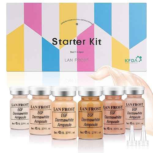 BB Facial Glow Serum Starter Kit Hyaluronic Acid Essence Foundation Skin Care Kit 0.27oz 6 Vials, Combined With Niacinamide and Peptides To Brighten Skin Tone Anti-Aging Foundation 6-Color(Multicolo)