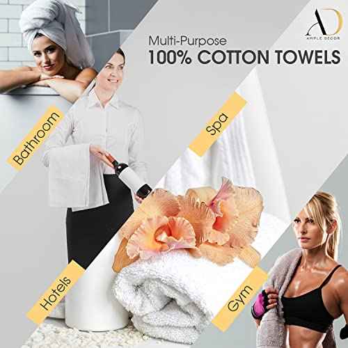 Ample Decor Wash Cloths Pack of 10, Oeko Tex Certified 600 GSM 100% Cotton Soft Absorbent, Premium Quality Durable Machine Washable, Ideal for Bathroom, Pool, Hotel, Spa ? Orange