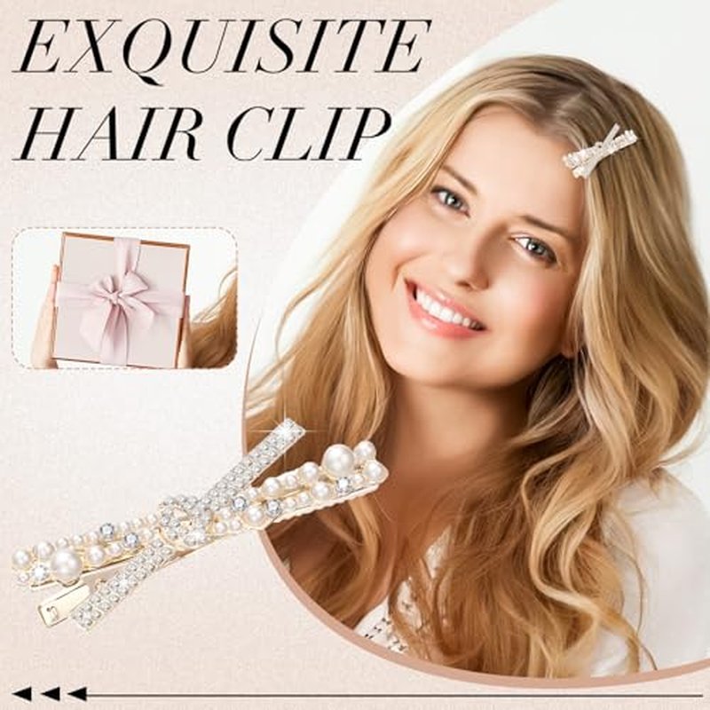 12 Pieces Rhinestone Bobby Pins Decorative Fancy Crystal Hair Clips Shiny Metal X Shaped Barrettes Bling Diamond Wedding Bridal Shower Hair Accessories for Women Ladies Girls (Gold, White)