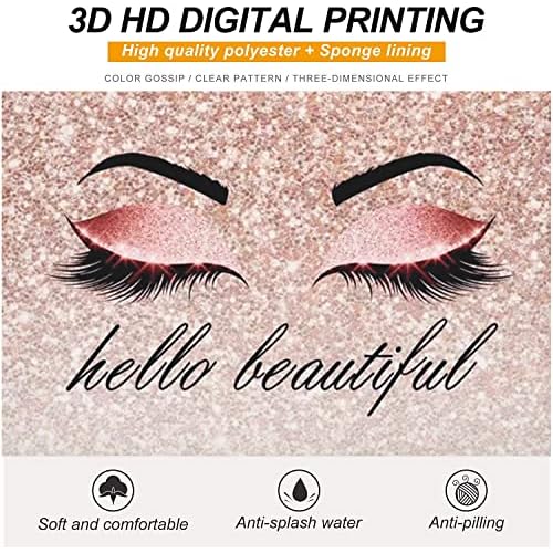 Hello Beautiful Makeup Bag for Purse Eyelash Pink Cosmetic Bags for Women Inspirational Gift Small Funny Cosmetics Glitters Eyeshadows Travel Bag Cases for Toiletries Accessories Organizer