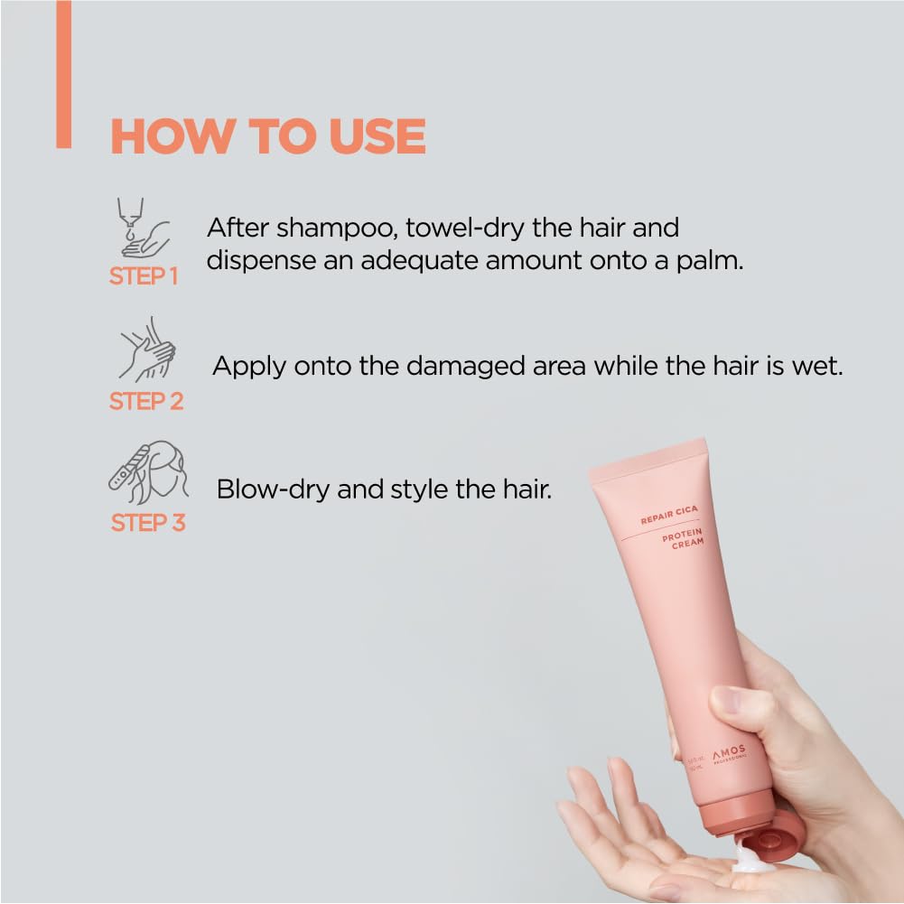 AMOS PROFESSIONAL Repair Cica Protein Cream l Anti-Frizz Deep Conditioner for Split Ends & Breakage l 5.0 fl. oz.