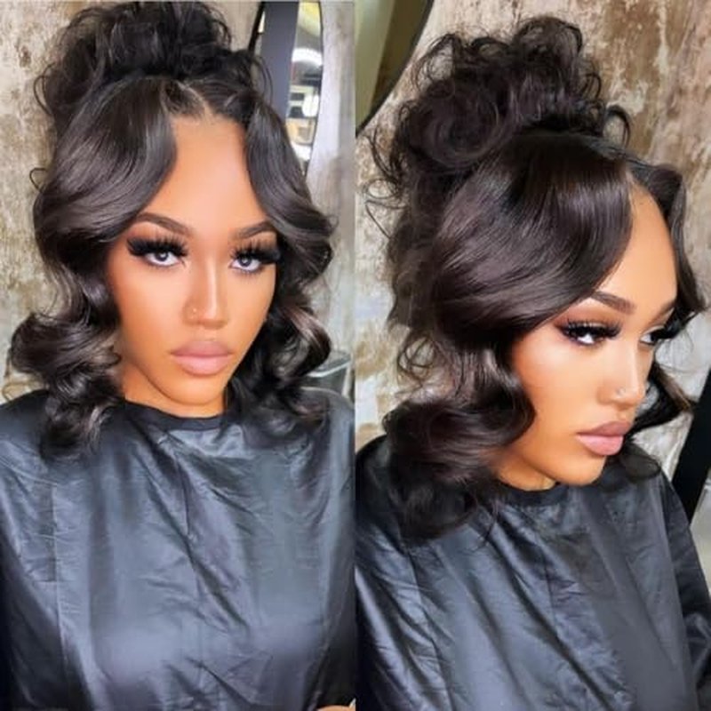 Grace Queen 360 Lace Front Wigs Human Hair Pre Plucked 200 Density 360 Body Wave HD Transparent Lace Front Wigs Human Hair for Women Full Lace Wigs 18inch