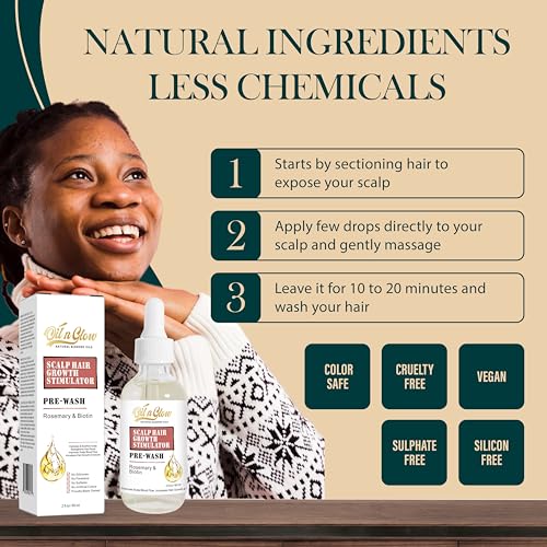 Pre Wash Hair Oil ? USDA Certified Organic Scalp Oil Hair Growth Treatment with Rosemary & Biotin, Pre-Shampoo Serum for Thinning Hair & Hair Loss ? 2 Fl Oz