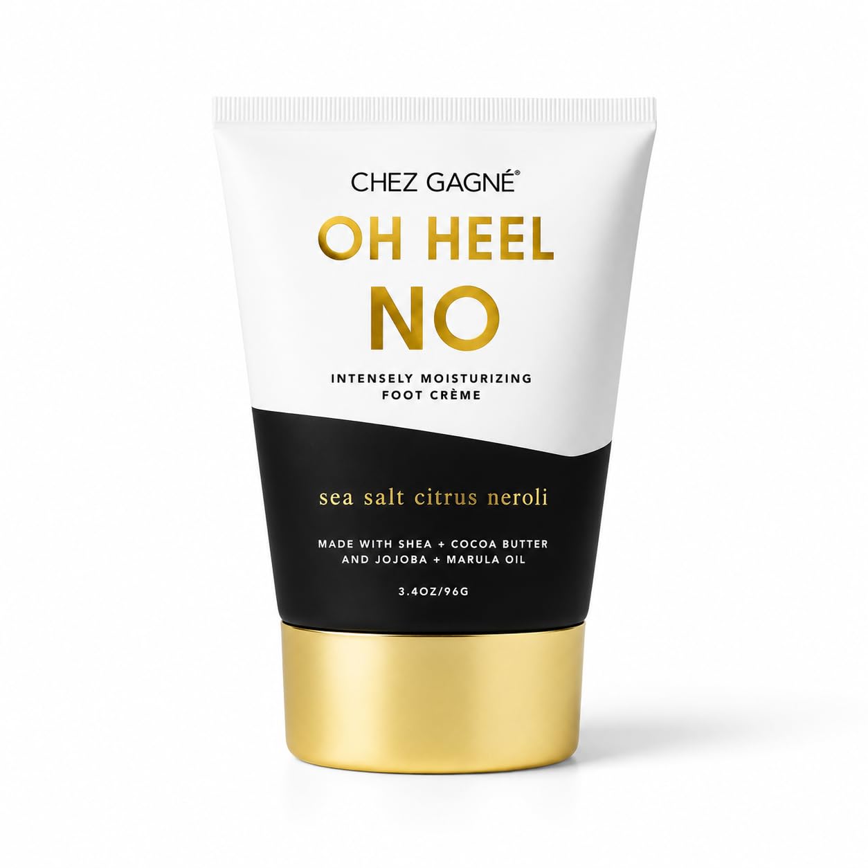 Chez Gagné Vegan Foot Cream for Dry Cracked Heels - Oh Heel No - Sea Salt Citrus and Neroli 3.4oz Ultra Thick Moisturizing Foot Lotion - Shea Butter, Marula Oil - Made in California - Funny Spa Gift