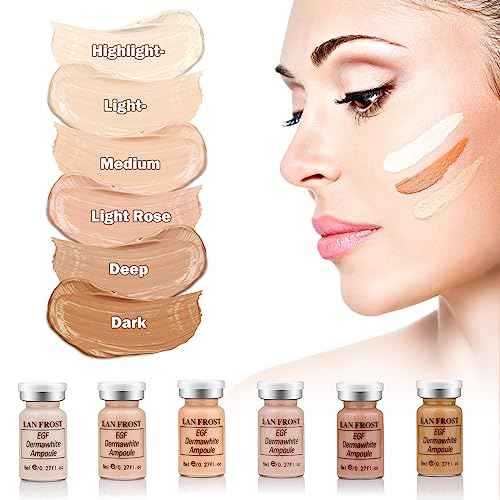 BB Facial Glow Serum Starter Kit Hyaluronic Acid Essence Foundation Skin Care Kit 0.27oz 12 Vials, Combined With Niacinamide and Peptides To Brighten Skin Tone Anti-Aging Foundation 6-Color Mix Pack