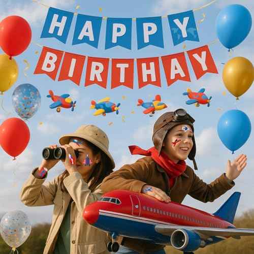 96PCS Airplane Temporary Tattoos Pre-Cut, Aviation Theme Birthday Party Decorations, Fighter Jet Plane Tattoo Stickers for Kids Boys Girls, Party Favors, School Gifts & Rewards