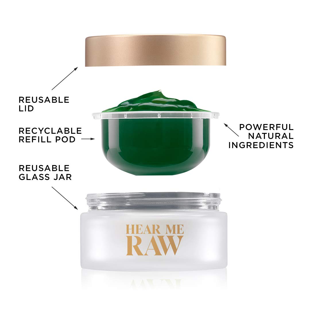 HEAR ME RAW The Brightener with CHLOROPHYLL+ | 10 Minute Plant-Based Rinse-Off Facial Mask for Firmer, Brighter, and Younger-looking Skin | Reduces Fine Lines and Wrinkles | (2.5 Oz)