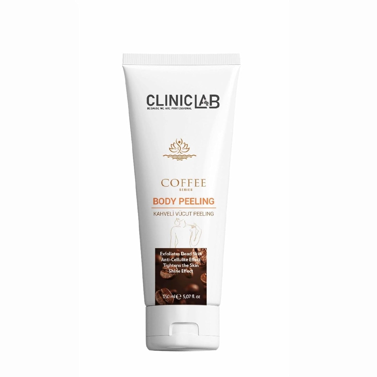 ClinicLab Body Peeling with Coffee - Dead Skin Removal Peeling Gel & Skin Care - Moisturizing Hydrating Exfoliator Foot, Face & Body (5.07fl oz)