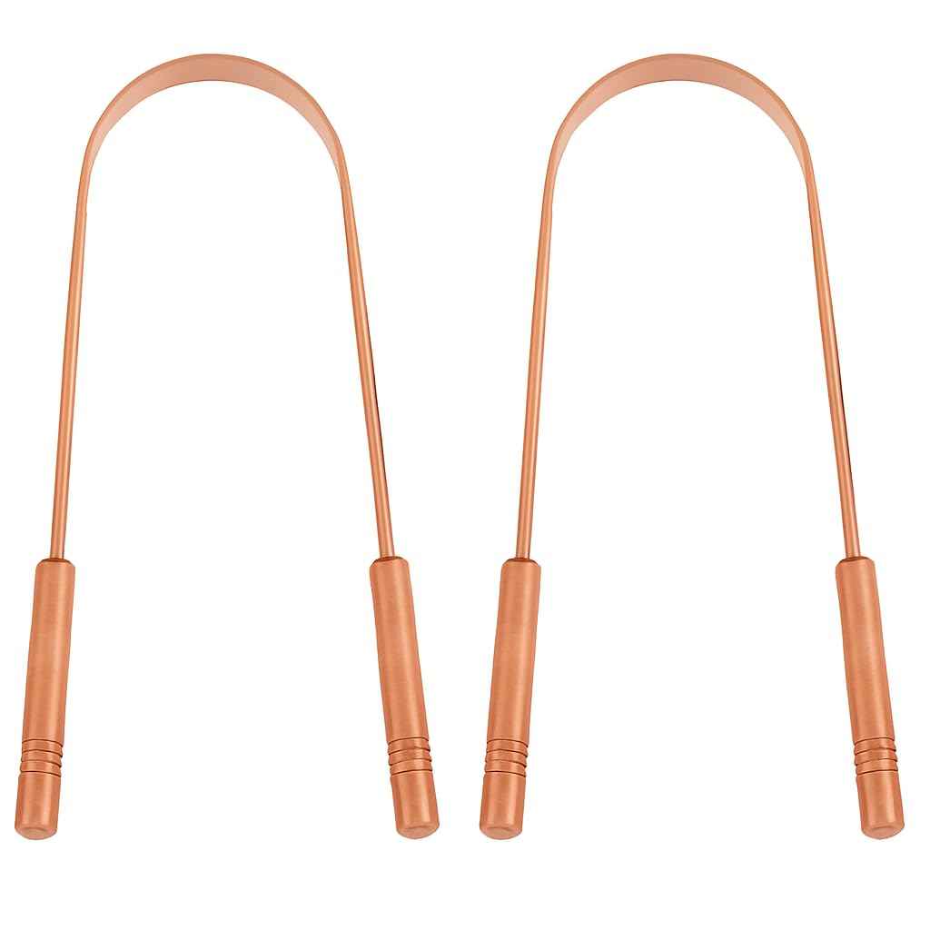 Copper Tongue Cleaner Traditional Ayurvedic Design, Pack of-2, Reduce Bad Breath, Tongue Scrubber, Easy to Use, Tongue Scraper for Oral Care & Hygiene