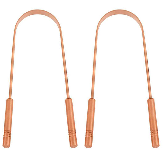Copper Tongue Cleaner Traditional Ayurvedic Design, Pack of-2, Reduce Bad Breath, Tongue Scrubber, Easy to Use, Tongue Scraper for Oral Care & Hygiene
