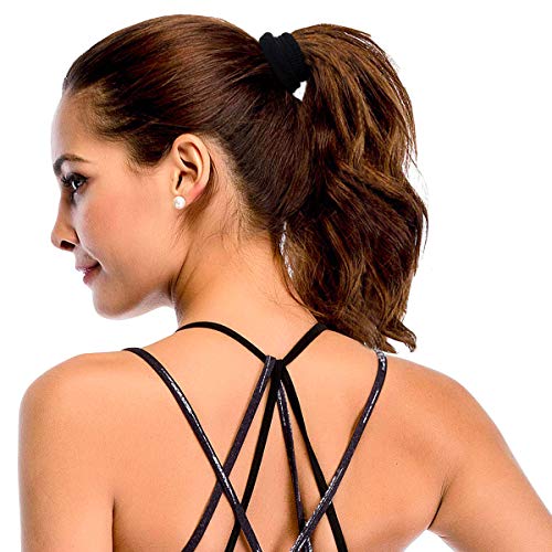 Thick Hair Ties, BETITETO 20 Pieces Seamless Ponytail Holders Scrunchies Women Cotton Stretch Hair Elastics for Thick Heavy or Curly Hair (Upgrade Black)