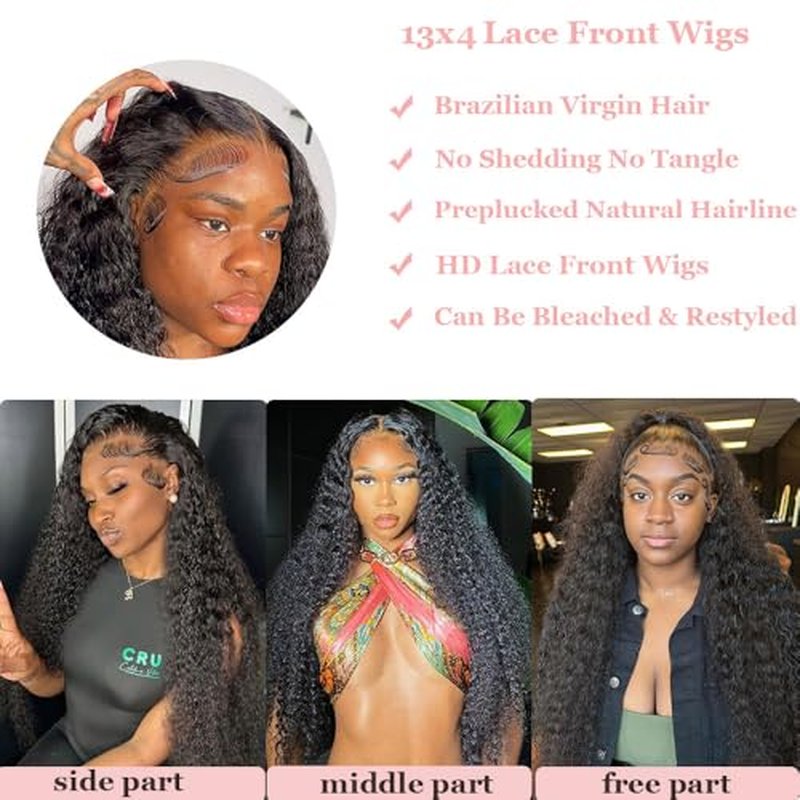 13x4 Deep Wave Lace Front Wigs Human Hair Deep Curly Wig Human hair Pre Plucked 200% Density Glueless Wet and Wavy Human Hair Wigs with Baby Hair HD Transparent Lace Frontal wig 22inch