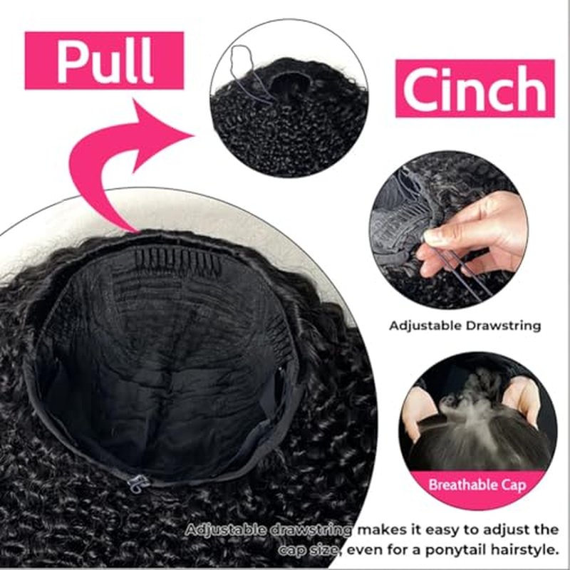 Curly Half Wig Human Hair Deep Wave, All Hairstyles In One Curly Half Wigs, Flip Over With Adjustable String Invisilbe Hairline Beginner Friendly Headband Wig for Black Women 200% Density 16 Inch