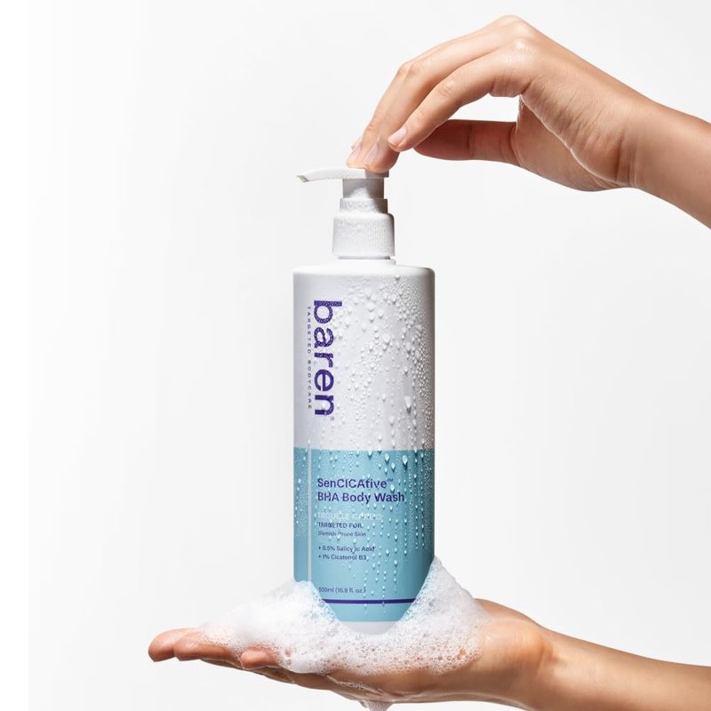 Baren Body Wash with Salicylic Acid – Gentle Exfoliating Cleanser for Sensitive Skin, Hydrating and pH-Balanced, Sulfate and Paraben Free, Korean Skin Care 16.9 fl oz