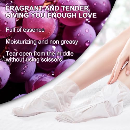 SULADEC Moisturizing Foot Mask with Grape Seed Oil and Shea Butter, Hydrating Foot Masks for Dry Cracked Feet, Dry Skin Moisturizer for Soft and Smooth Touch Feet - Men Women - 7 Pairs